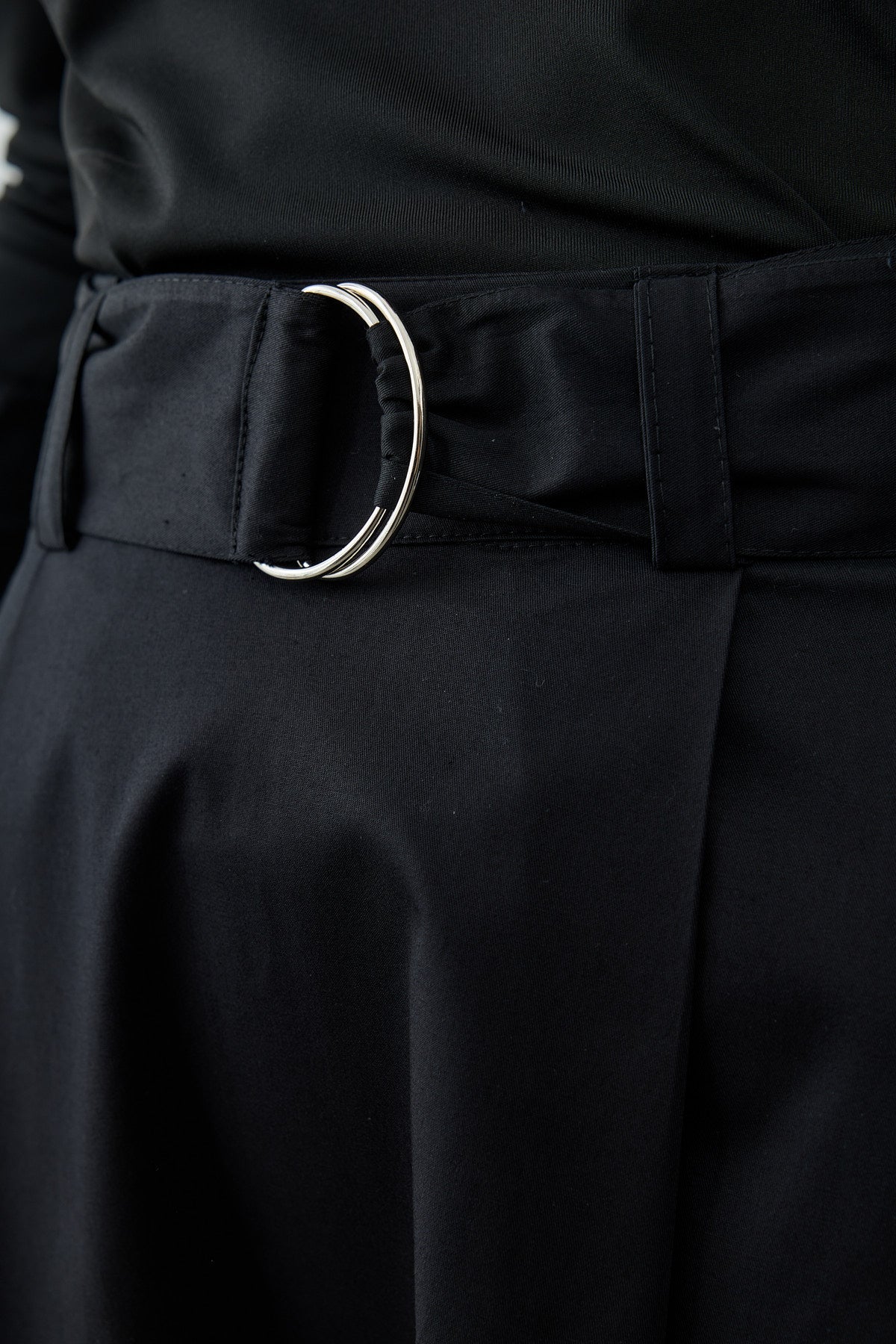 Belted Gabardine Skirt Black