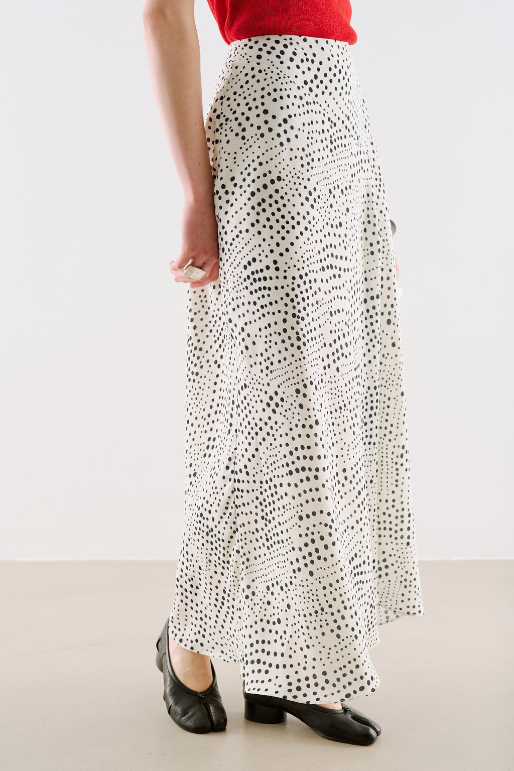 Asymmetric Long Skirt Polka Dot