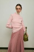Fine-Ribbed Cotton Knit Bodysuit Pink