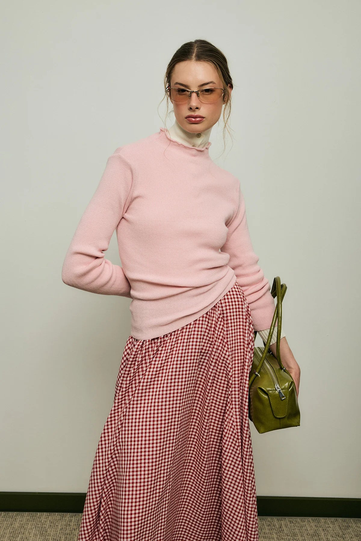 Fine-Ribbed Cotton Knit Bodysuit Pink