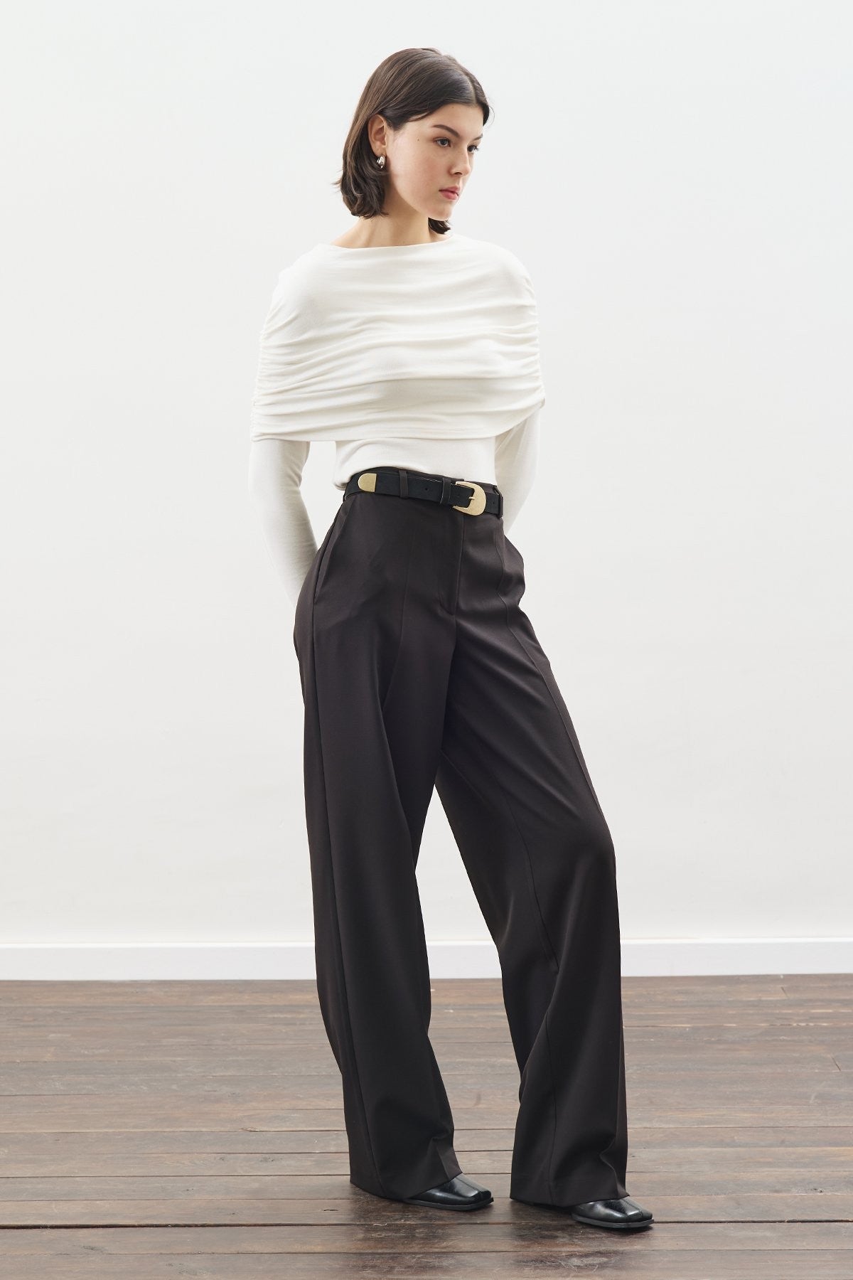 Long-Length Straight-Leg Pants Black