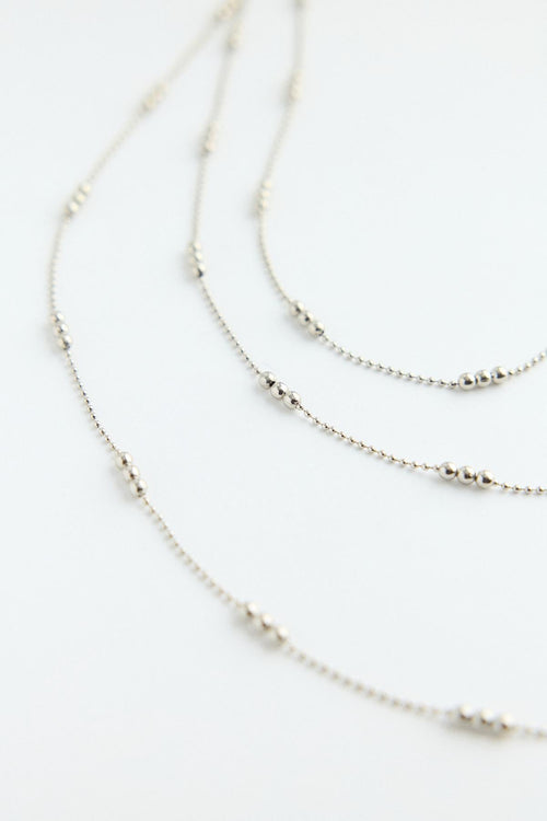 Adjustable Fine Beaded Chain Silver Necklace