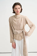 Crushed-Effect Blouse Beige