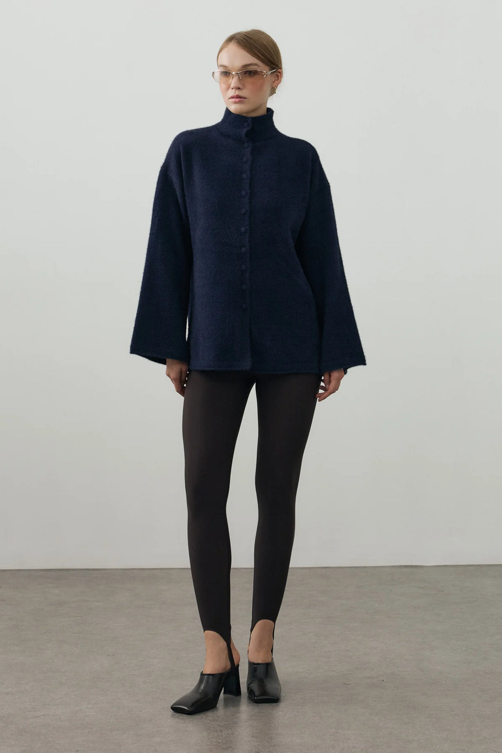Multi-Button Soft Cardigan Navy