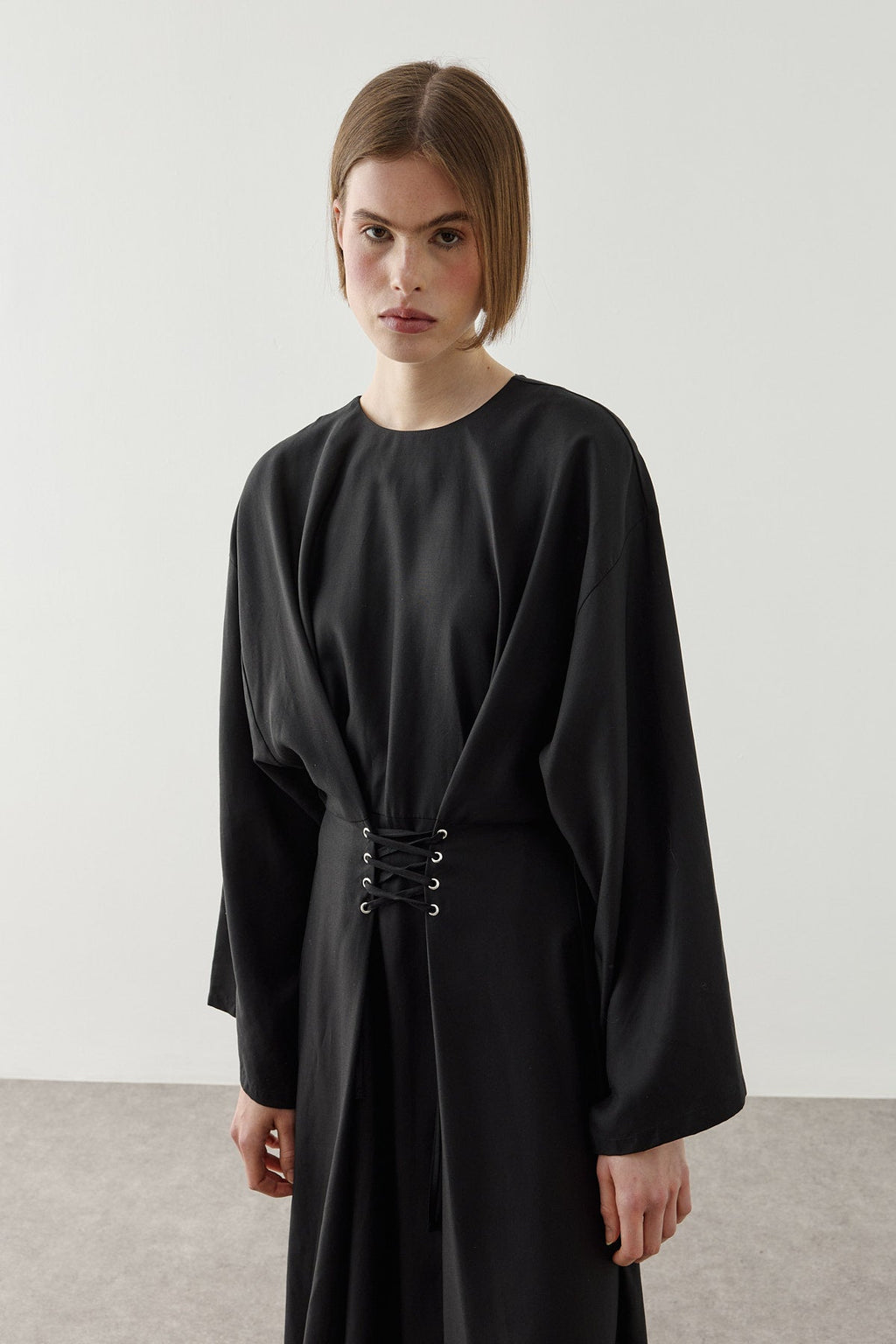 Eyelet-Detail Tencel Dress Black