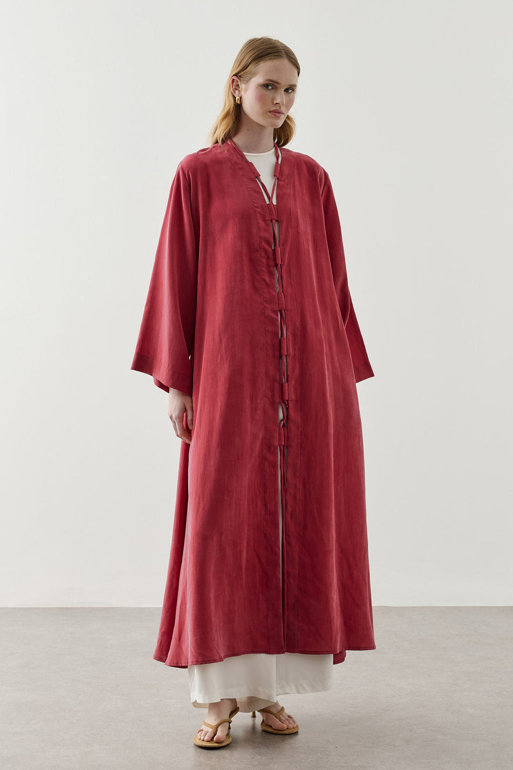Wide Belt-Loop Kimono Red