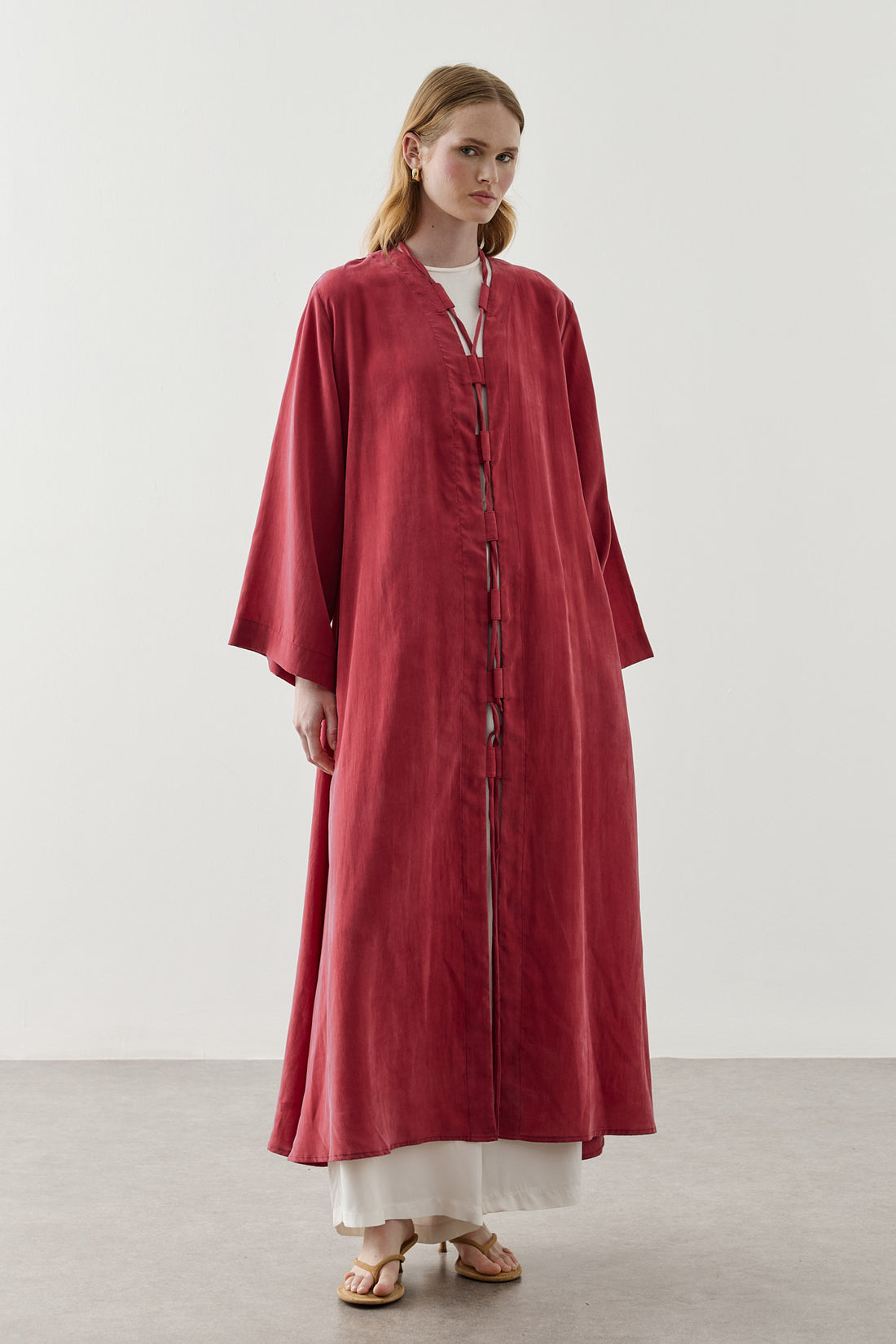 Wide Belt-Loop Kimono Red