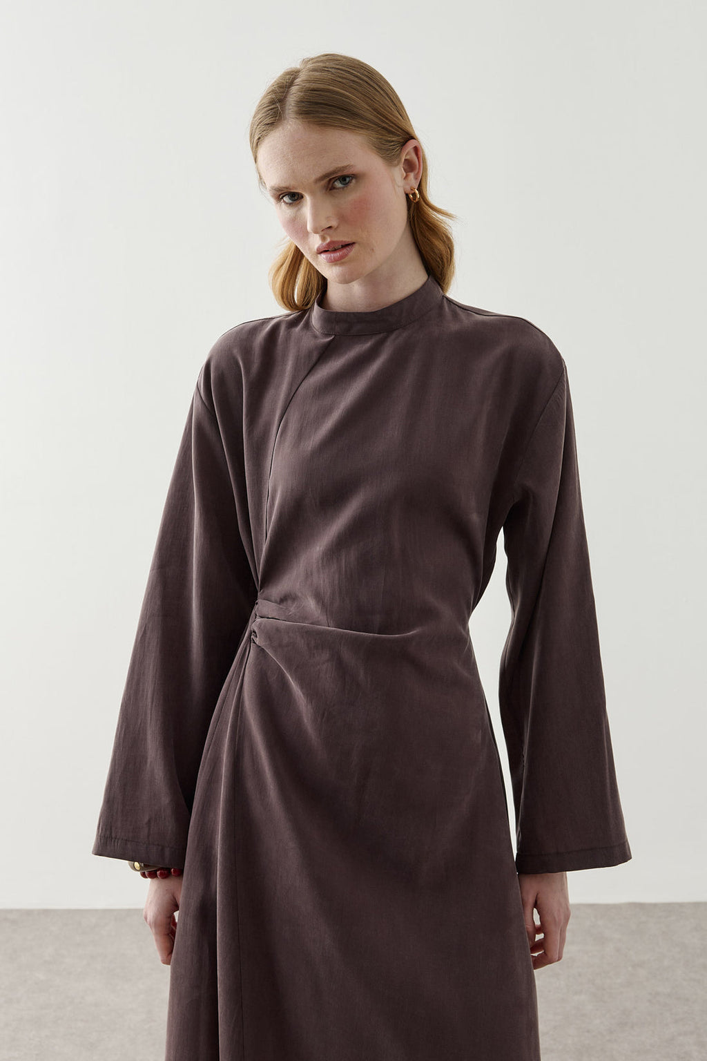 Asymmetrical Modal Dress Brown