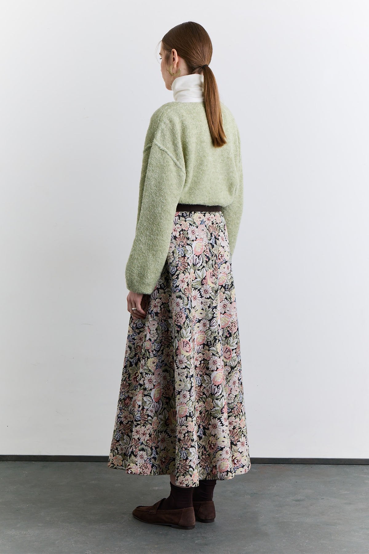 Floral Jacquard Patterned Skirt