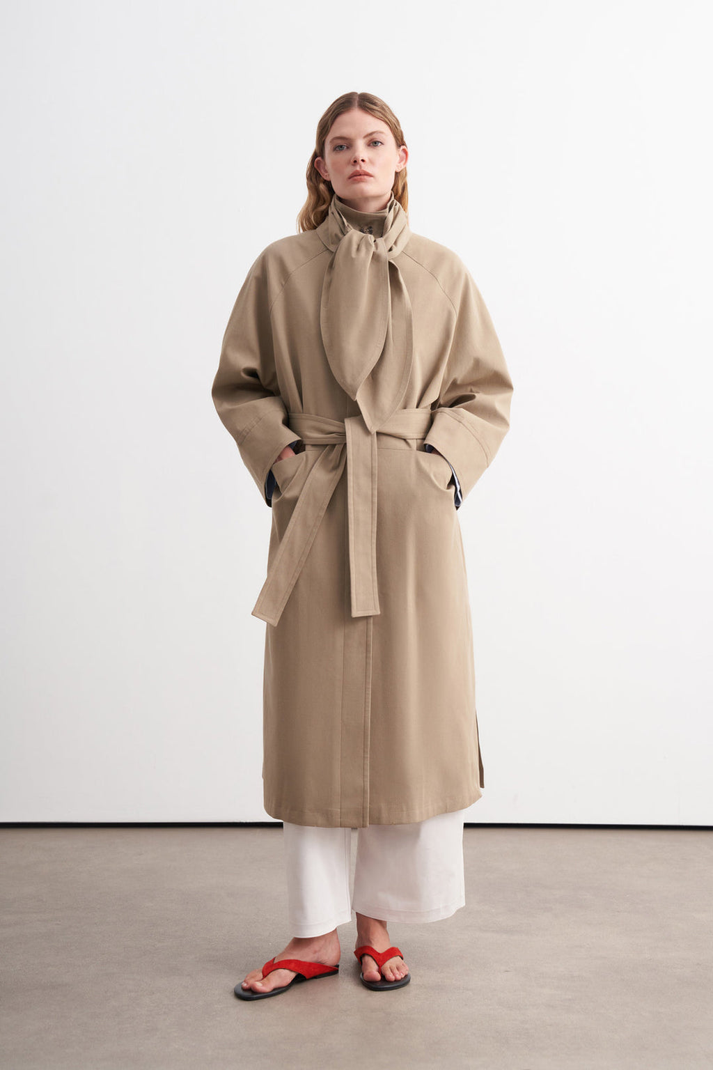 Premium Shawl-Detail Trench Coat Camel