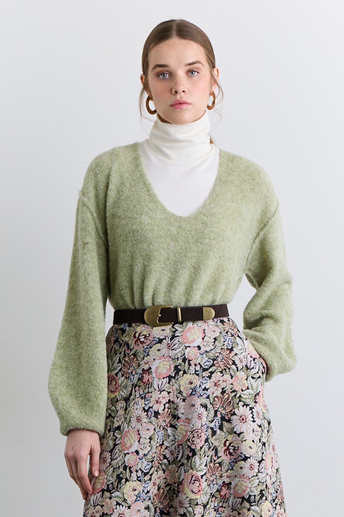 Floral Jacquard Patterned Skirt
