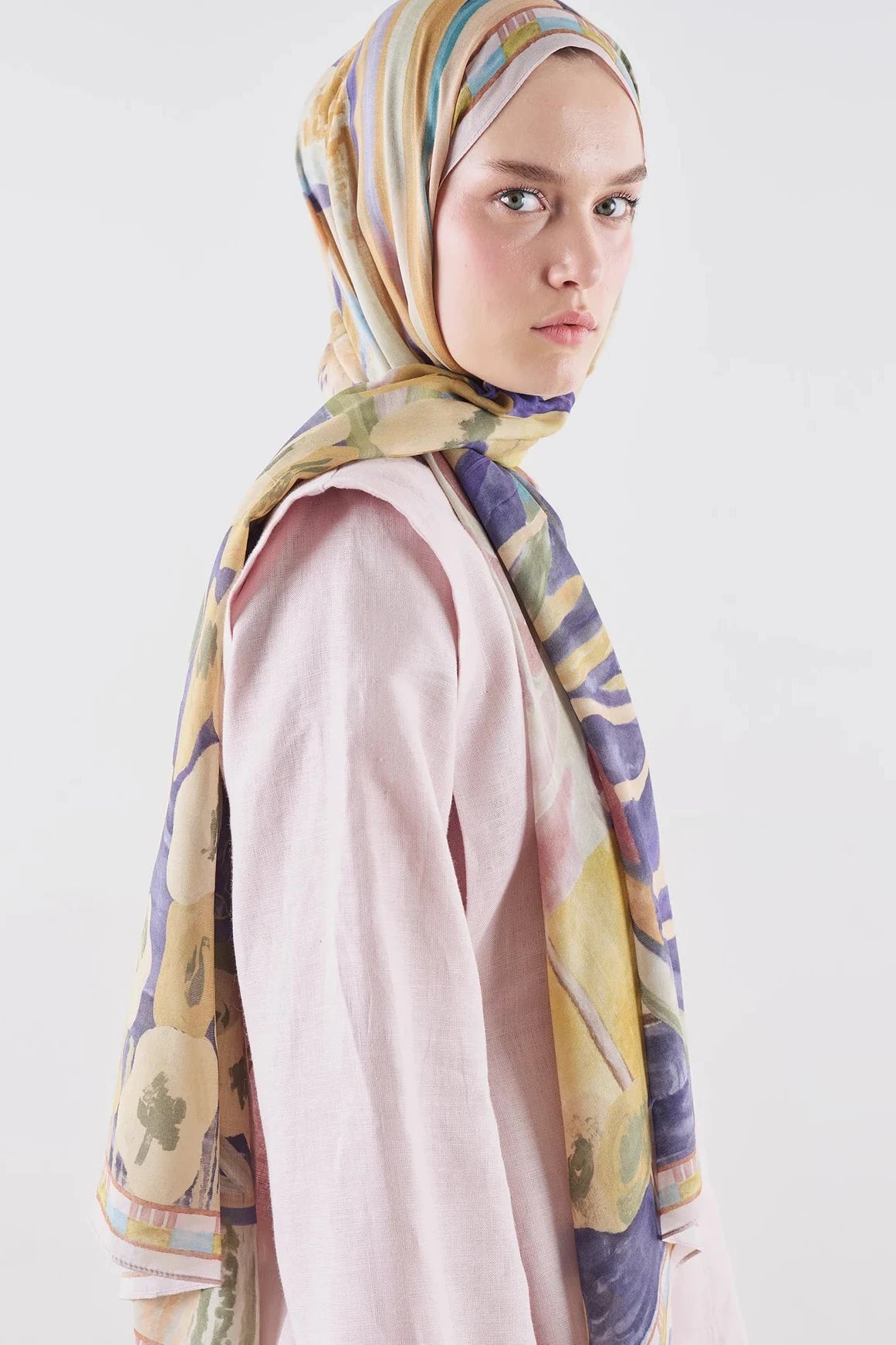 Floral Fiesta Ramie Viscose Shawl Violet