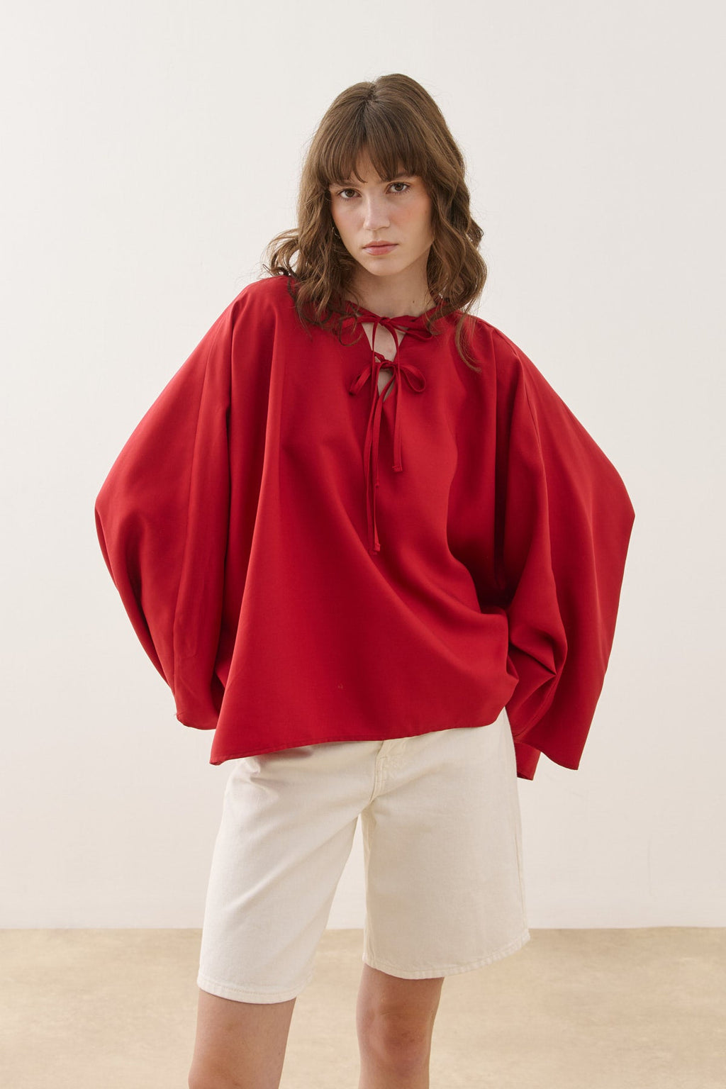Tencel Cape Shirt Red
