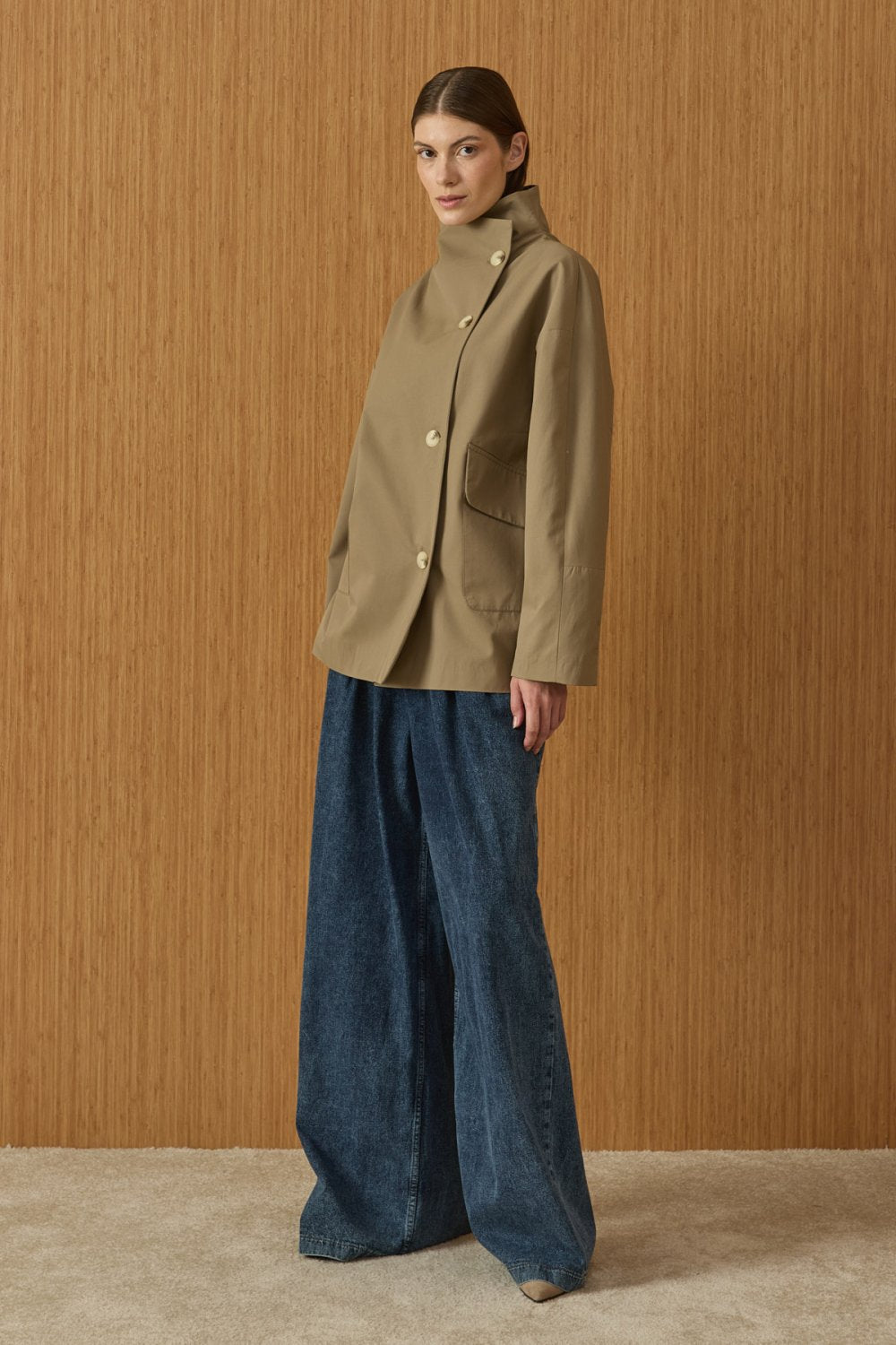 Mev Cape Trench Coat Taupe