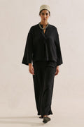 Muslin Wide-Sleeve Blouse Black