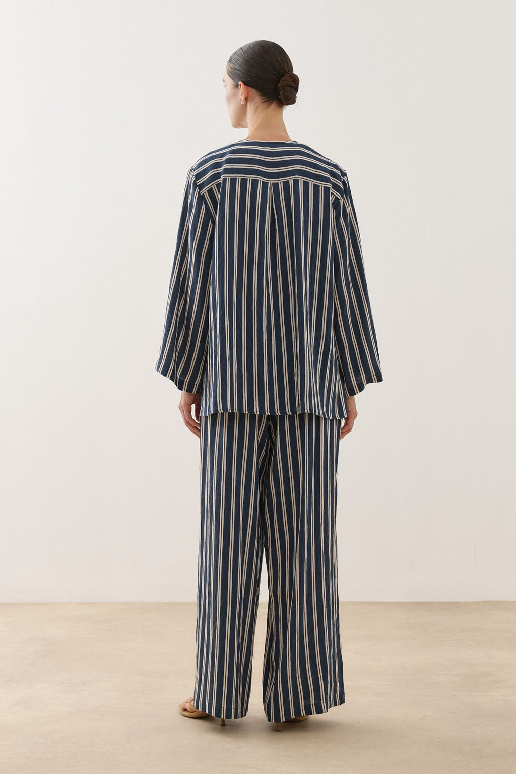 Chino Buttoned Striped Set Navy