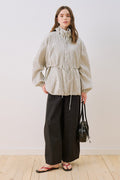Plaid Gathered-Detail Jacket