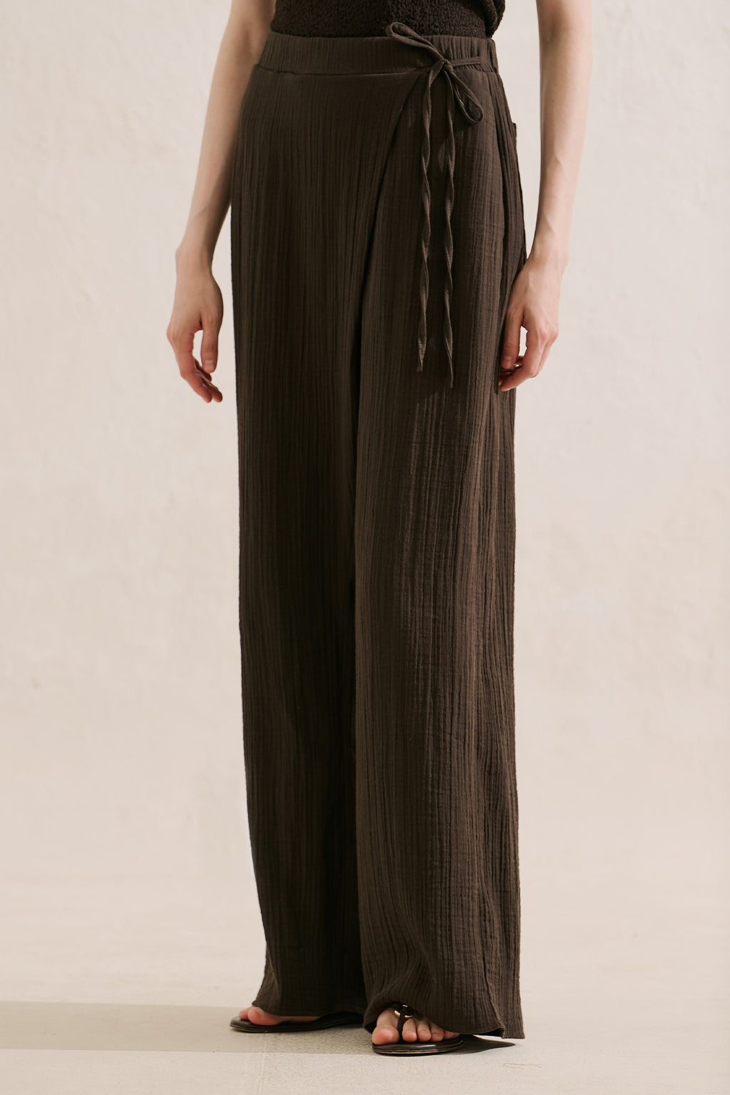 Muslin Wrap-Style Pants Brown