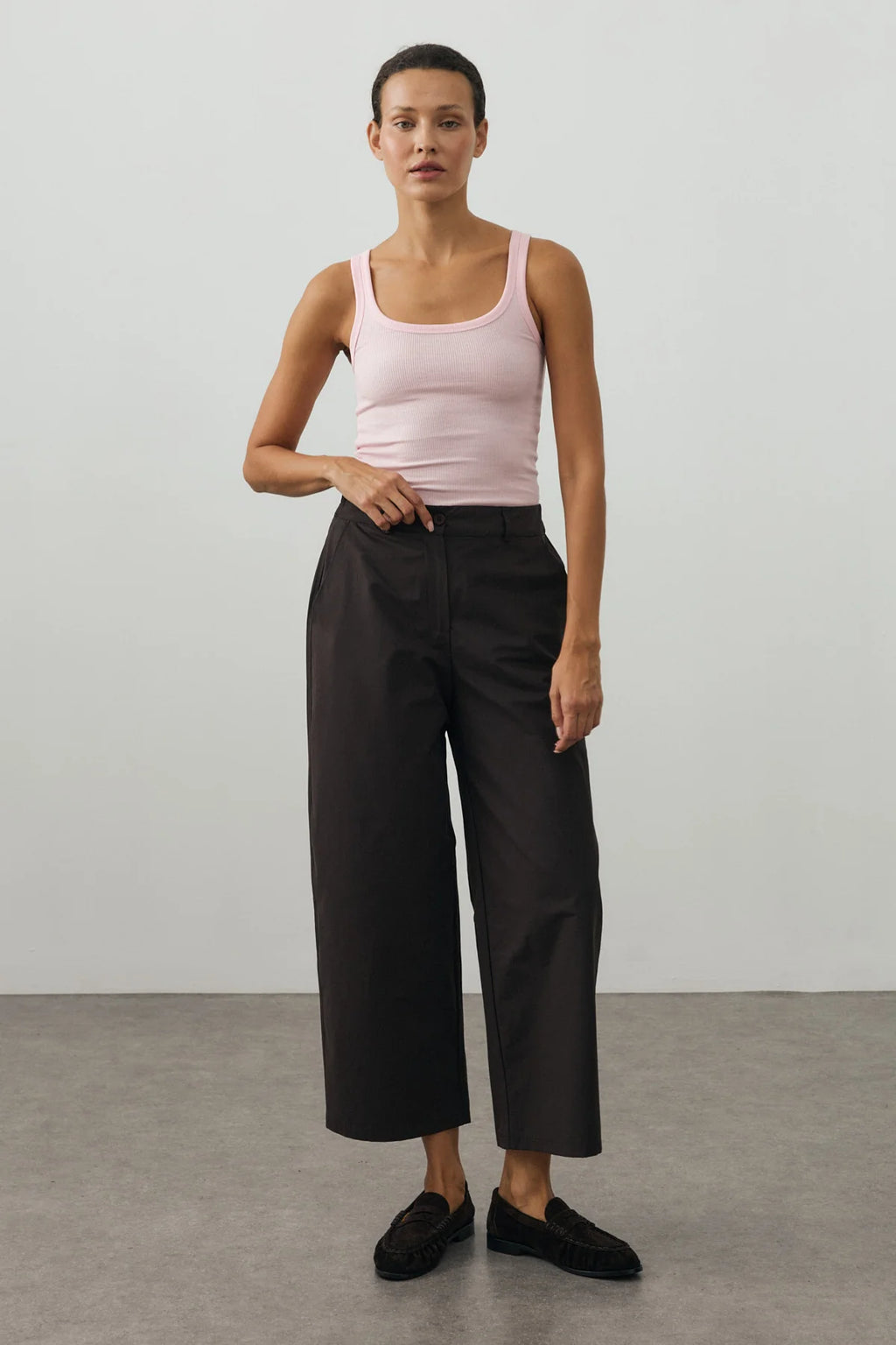 Chino-Style Pants Dark Brown