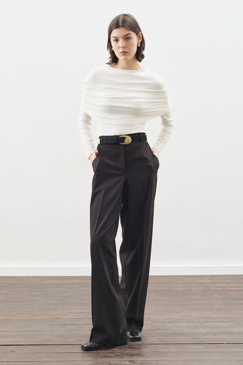 Long-Length Straight-Leg Pants Black