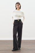 Long-Length Straight-Leg Pants Black