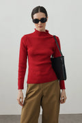 Fine-Ribbed Cotton Knit Bodysuit Red