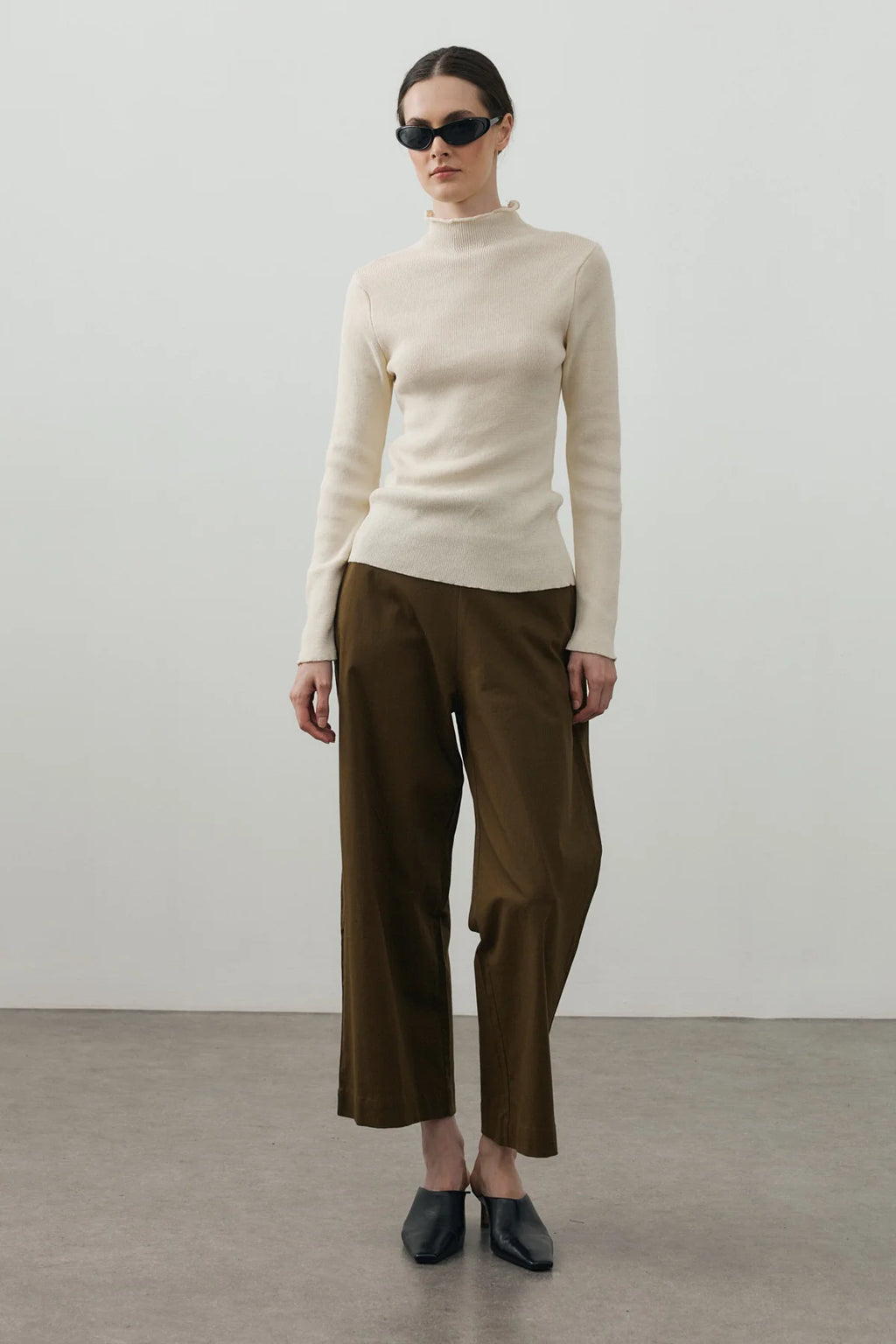 Fine-Ribbed Cotton Knit Bodysuit Cream