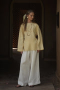 Double-Slit Organic Linen Blouse Yellow