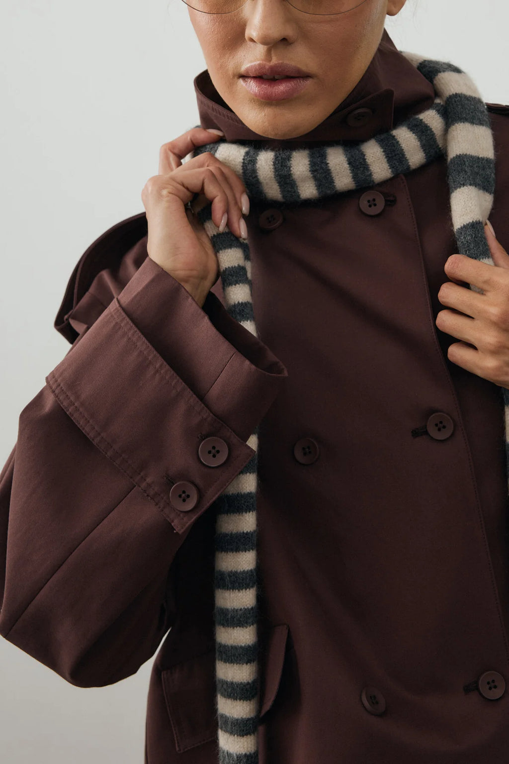 Striped Slim Scarf Anthracite