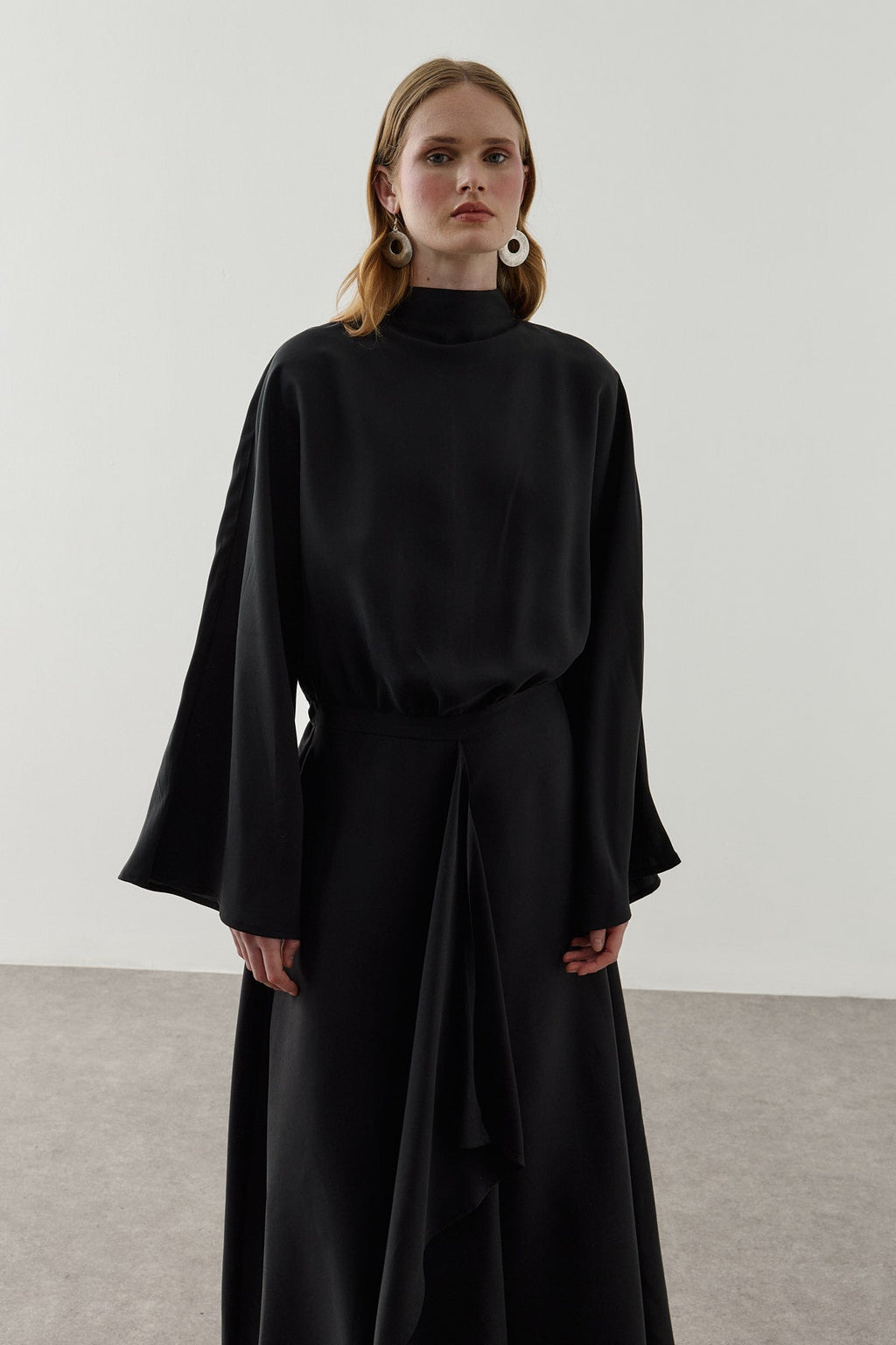 Front Panelled Tencel Dress Black