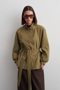 Stand-Collar Mid-Length Trench Coat