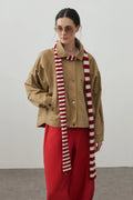 Striped Slim Scarf Red And White