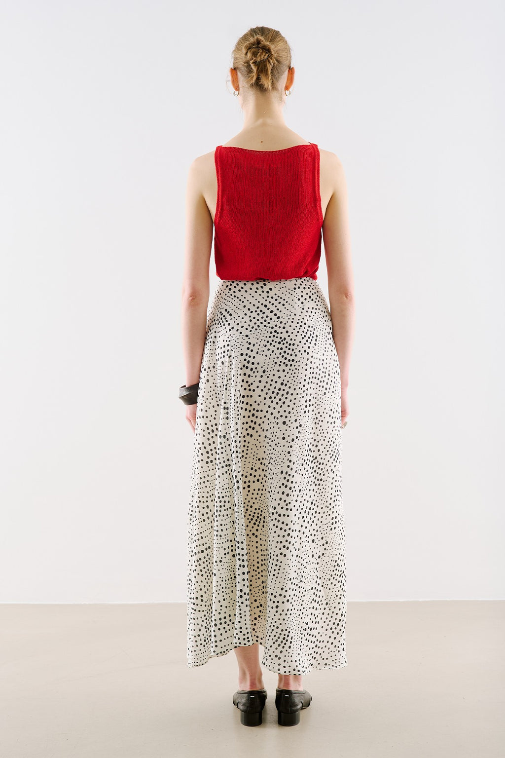 Asymmetric Long Skirt Polka Dot