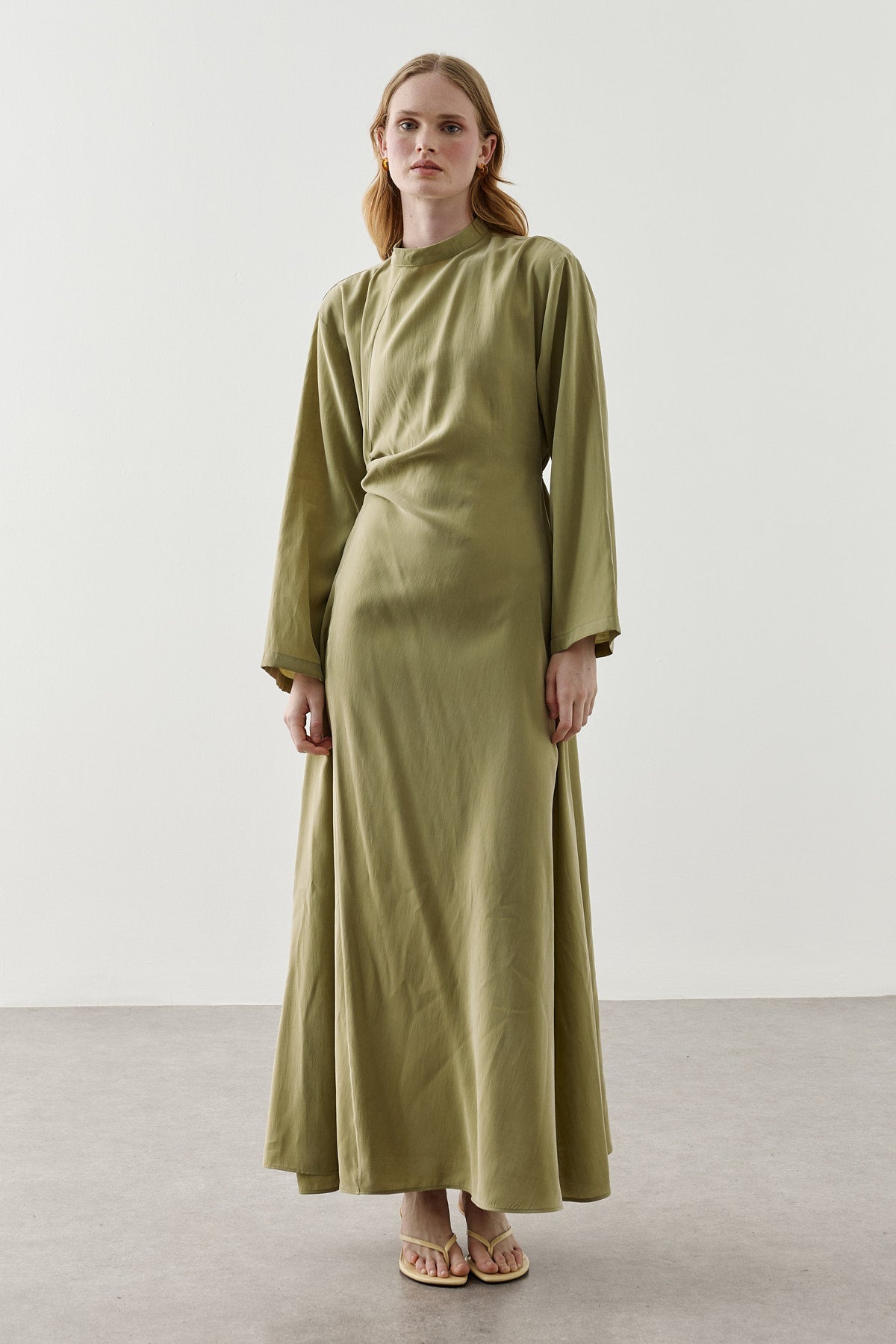 Asymmetrical Modal Dress Olive Green