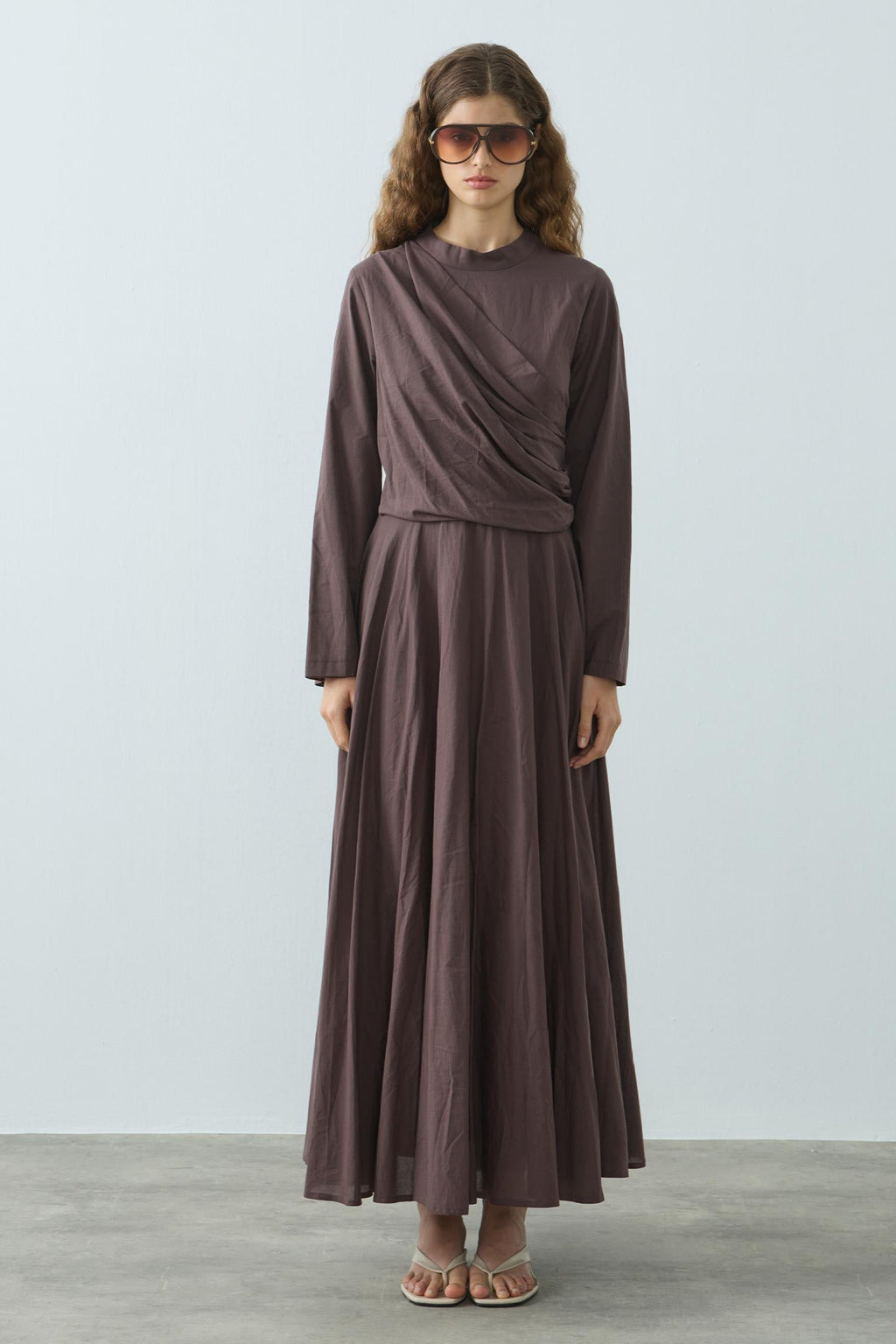 Mila Tiered Dress Brown