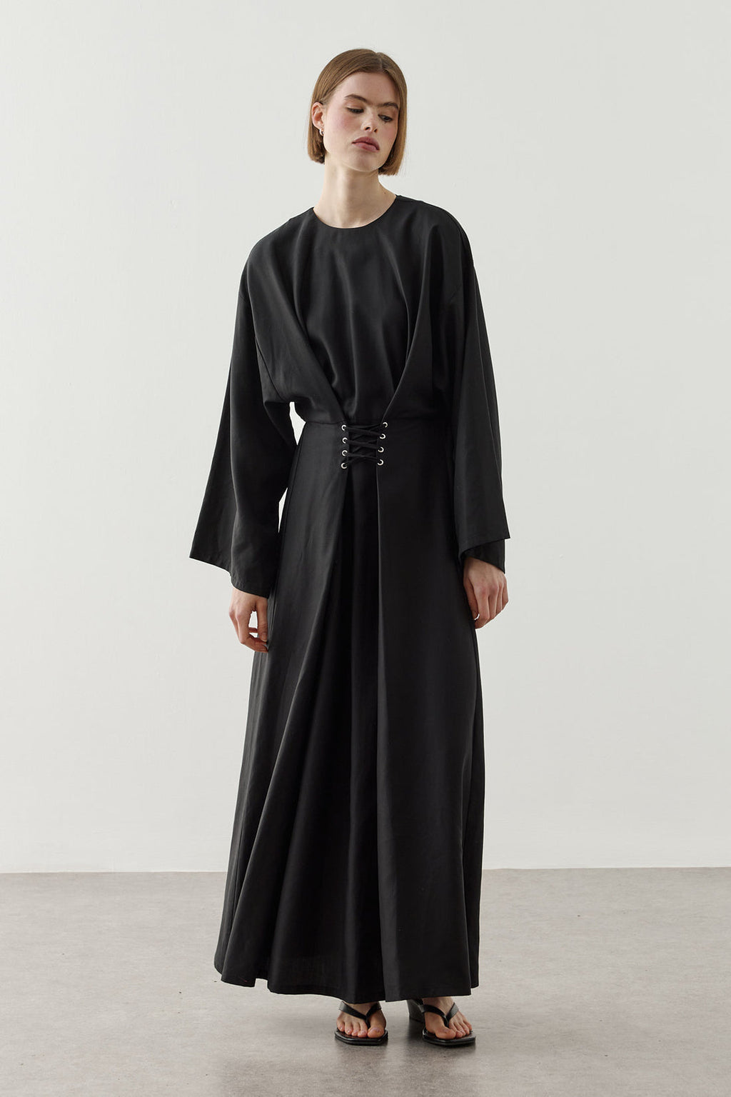 Eyelet-Detail Tencel Dress Black
