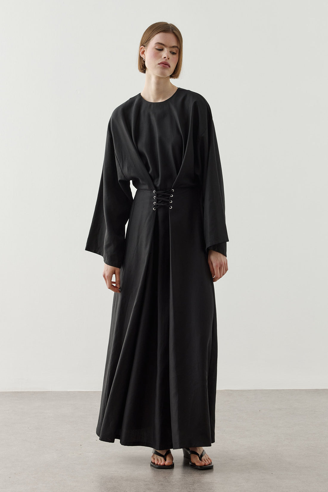 Eyelet-Detail Tencel Dress Black