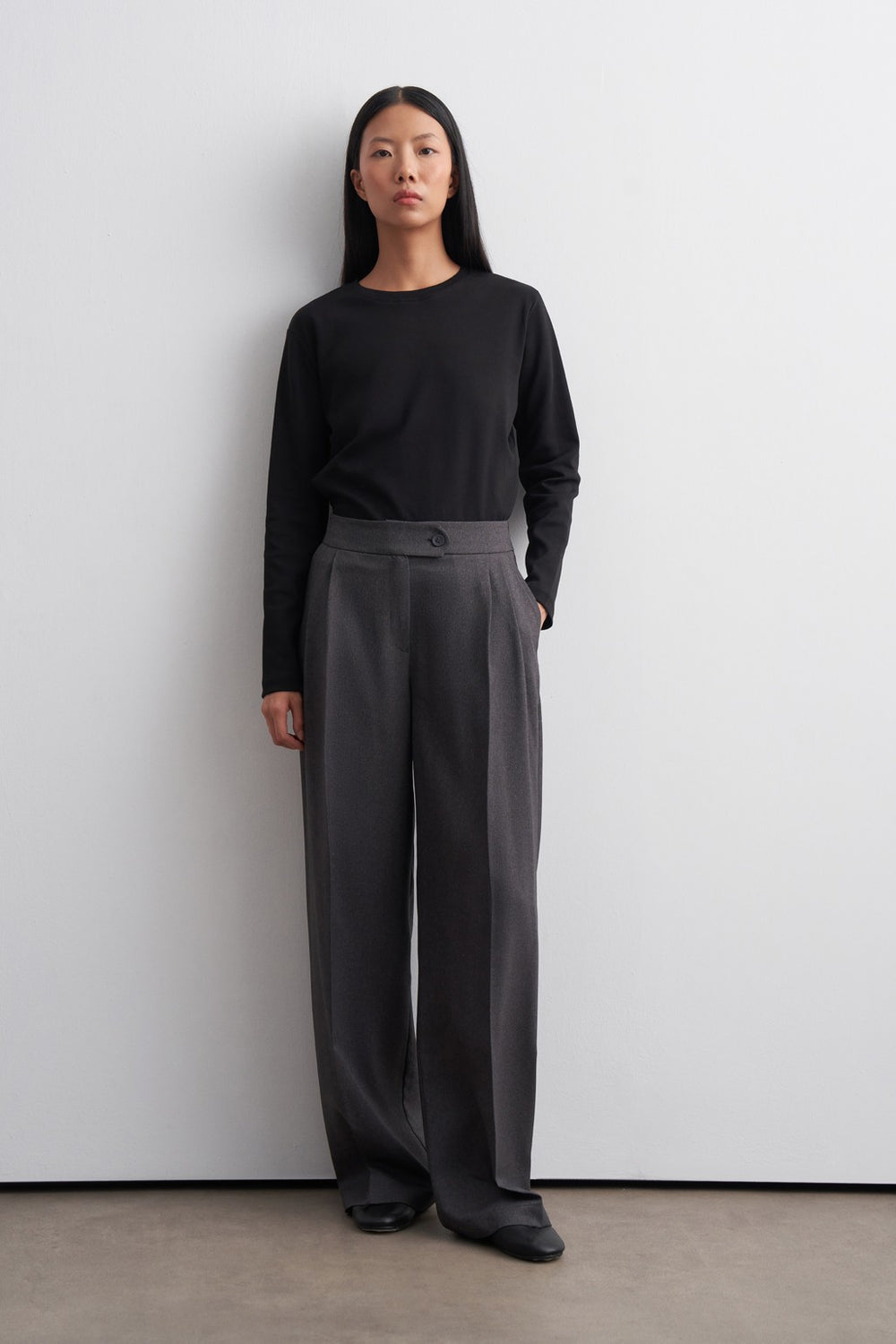 Pleated Palazzo Pants Anthracite
