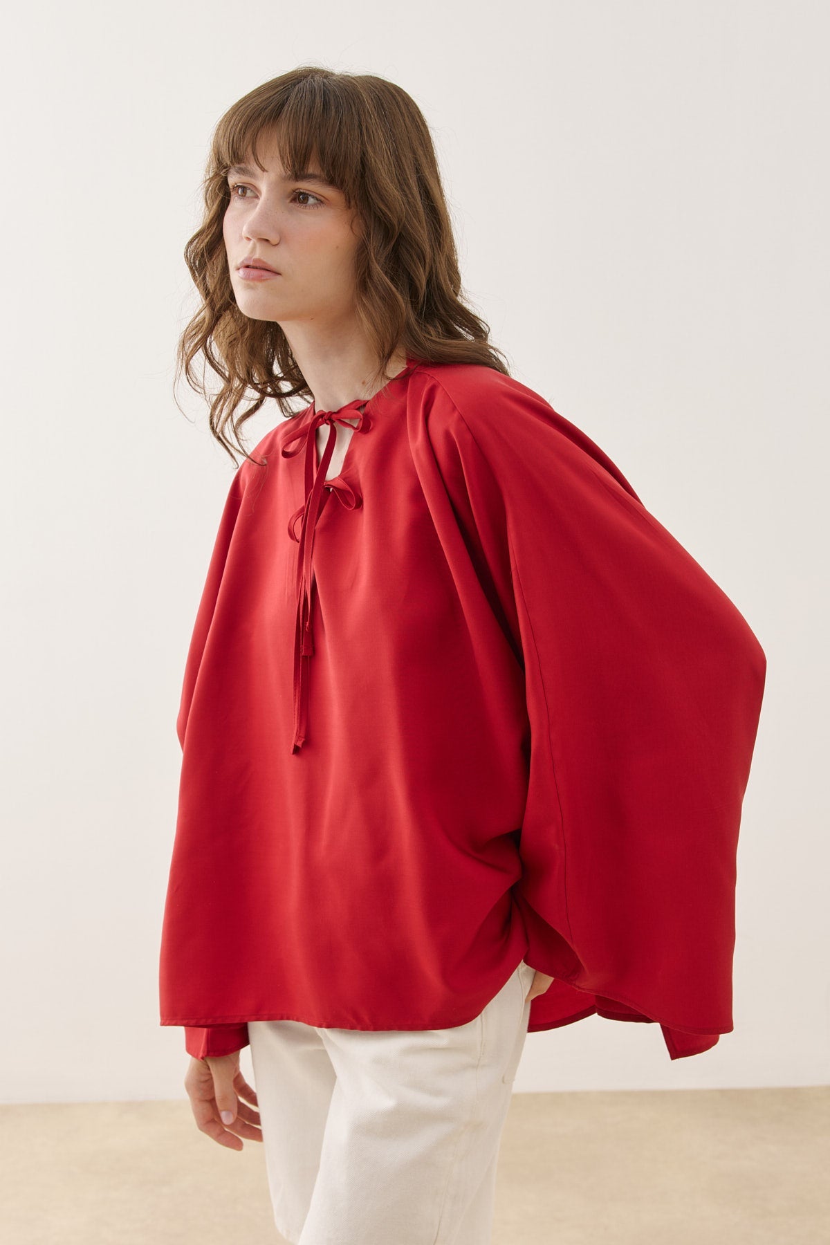 Tencel Cape Shirt Red