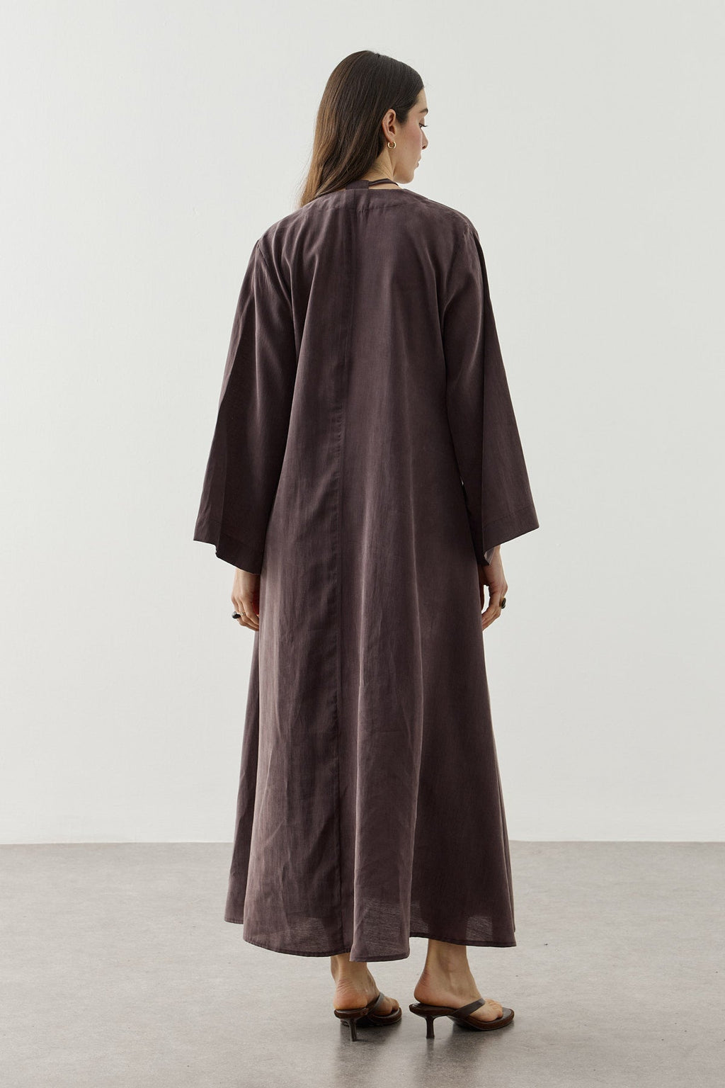 Wide Belt-Loop Kimono Brown
