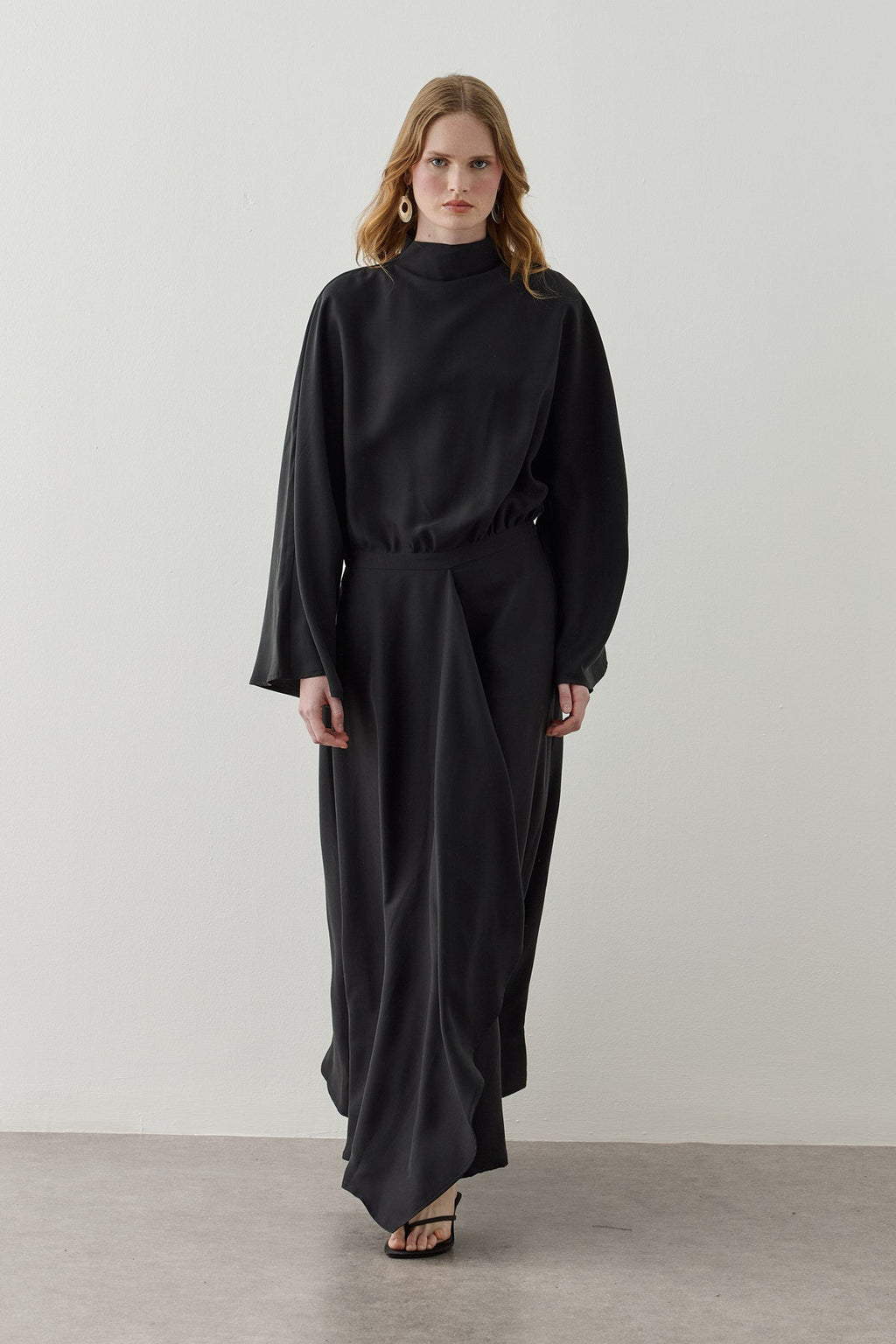 Front Panelled Tencel Dress Black
