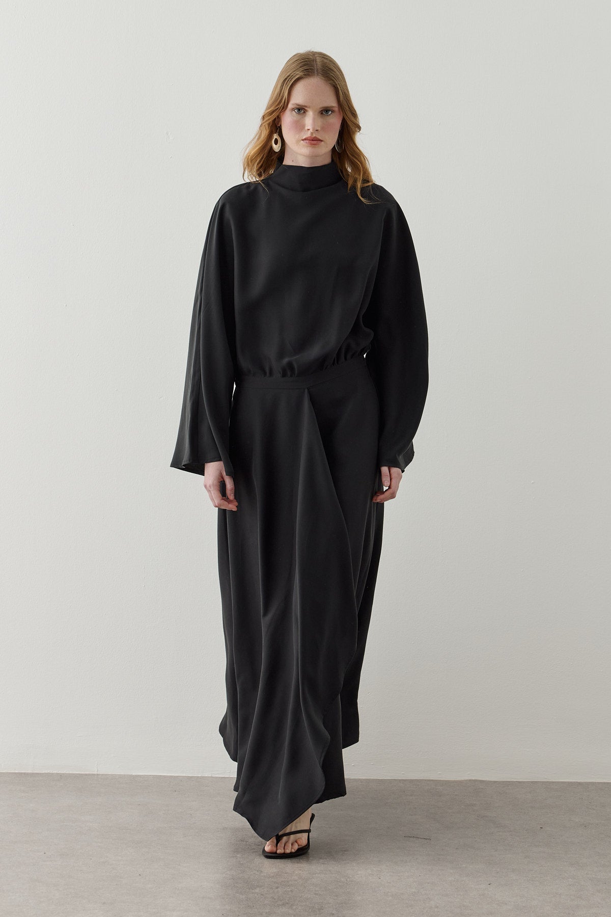 Front Panelled Tencel Dress Black