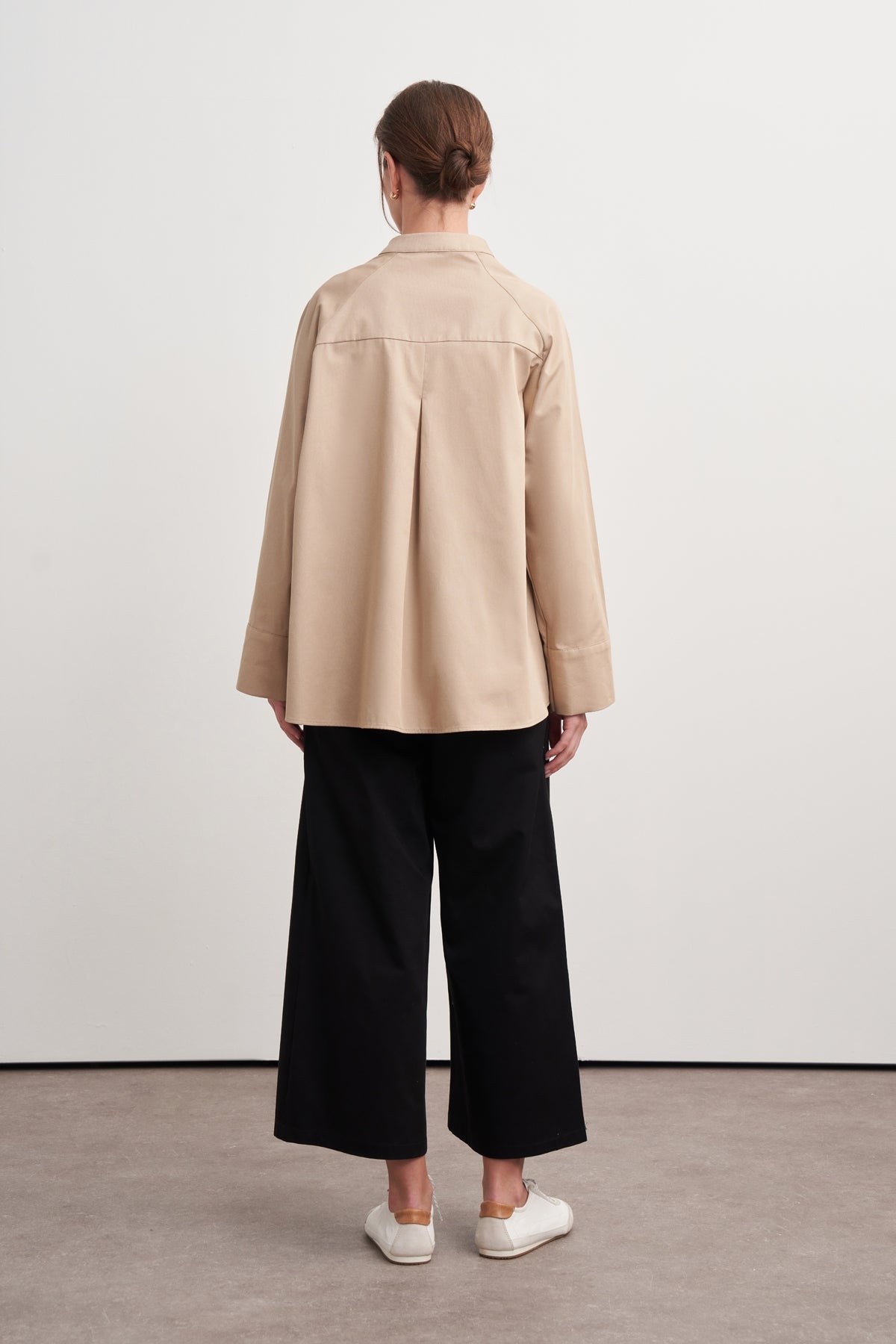 Gabardine Stand-Collar Trench Shirt Camel