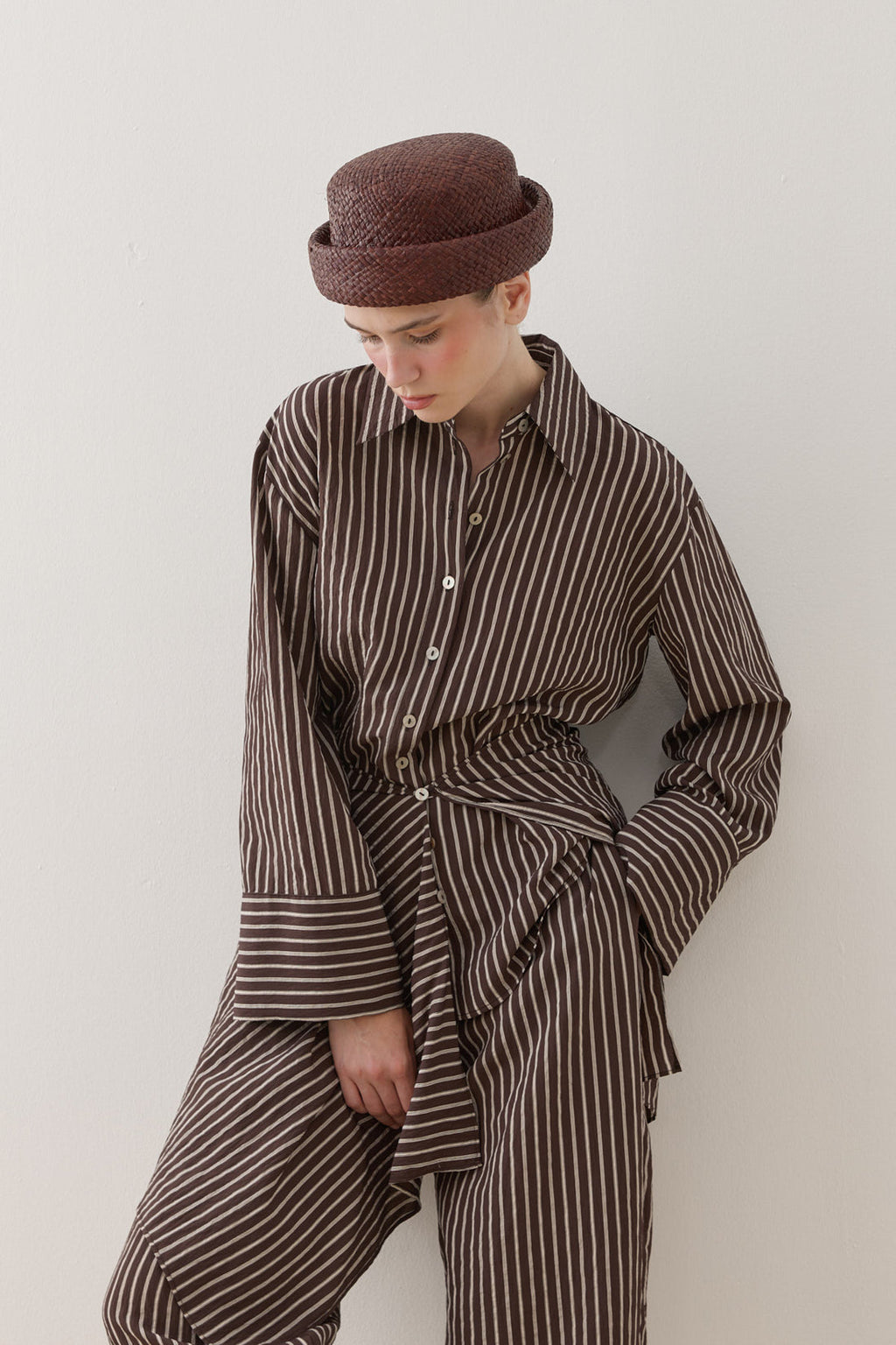 Removable Panel Shirt Set Brown