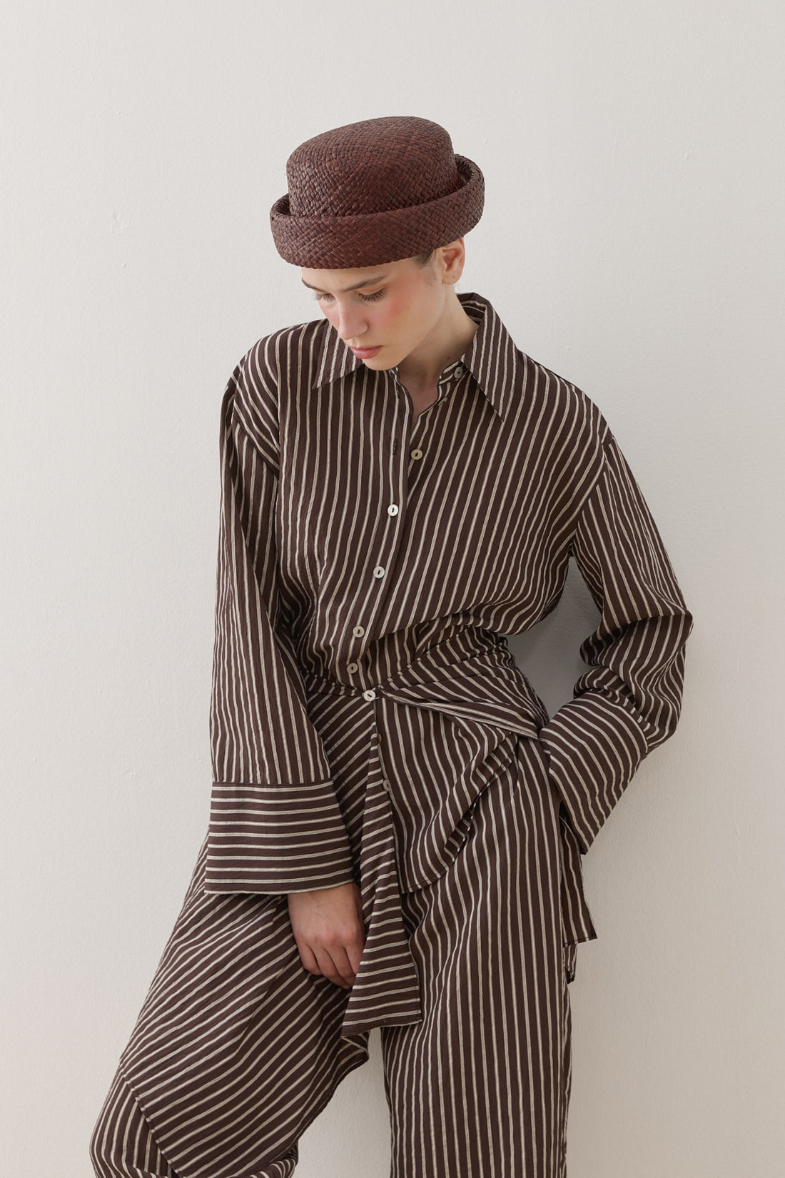 Removable Panel Shirt Set Brown