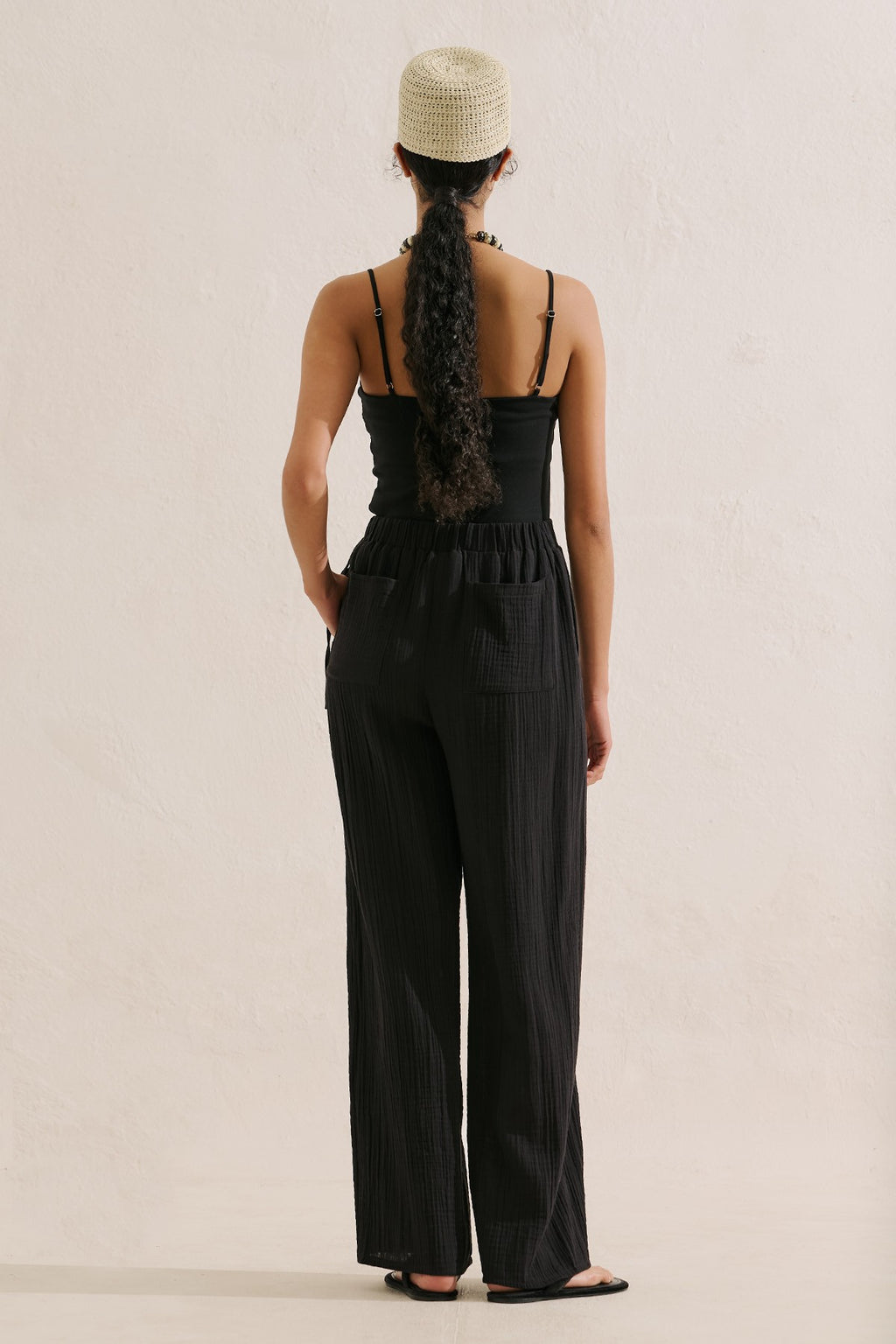 Muslin Wrap-Style Pants Black