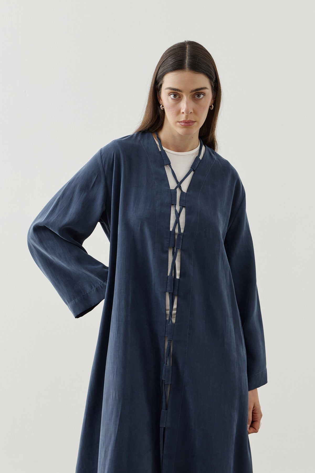 Wide Belt-Loop Kimono Navy