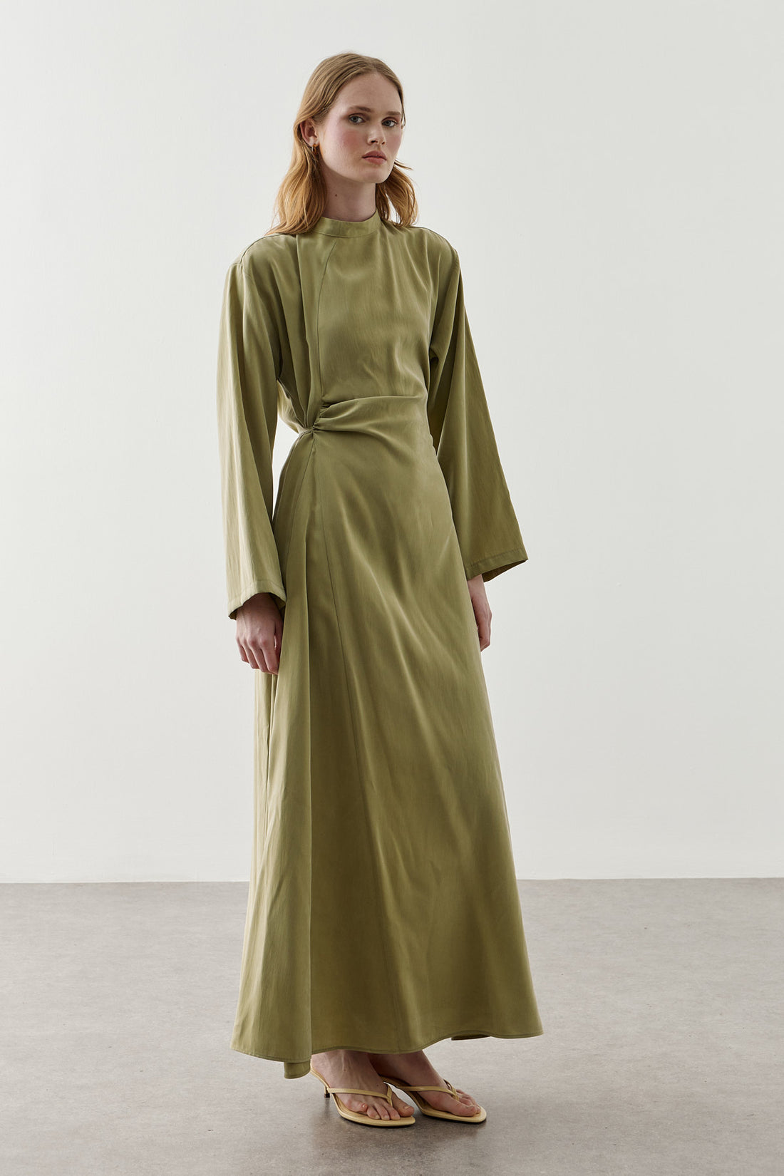 Asymmetrical Modal Dress Olive Green