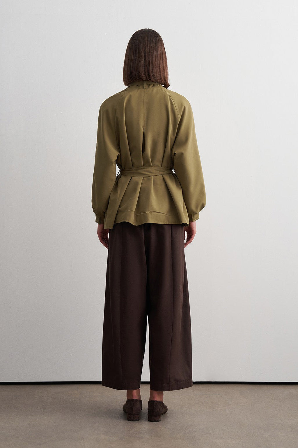 Stand-Collar Mid-Length Trench Coat