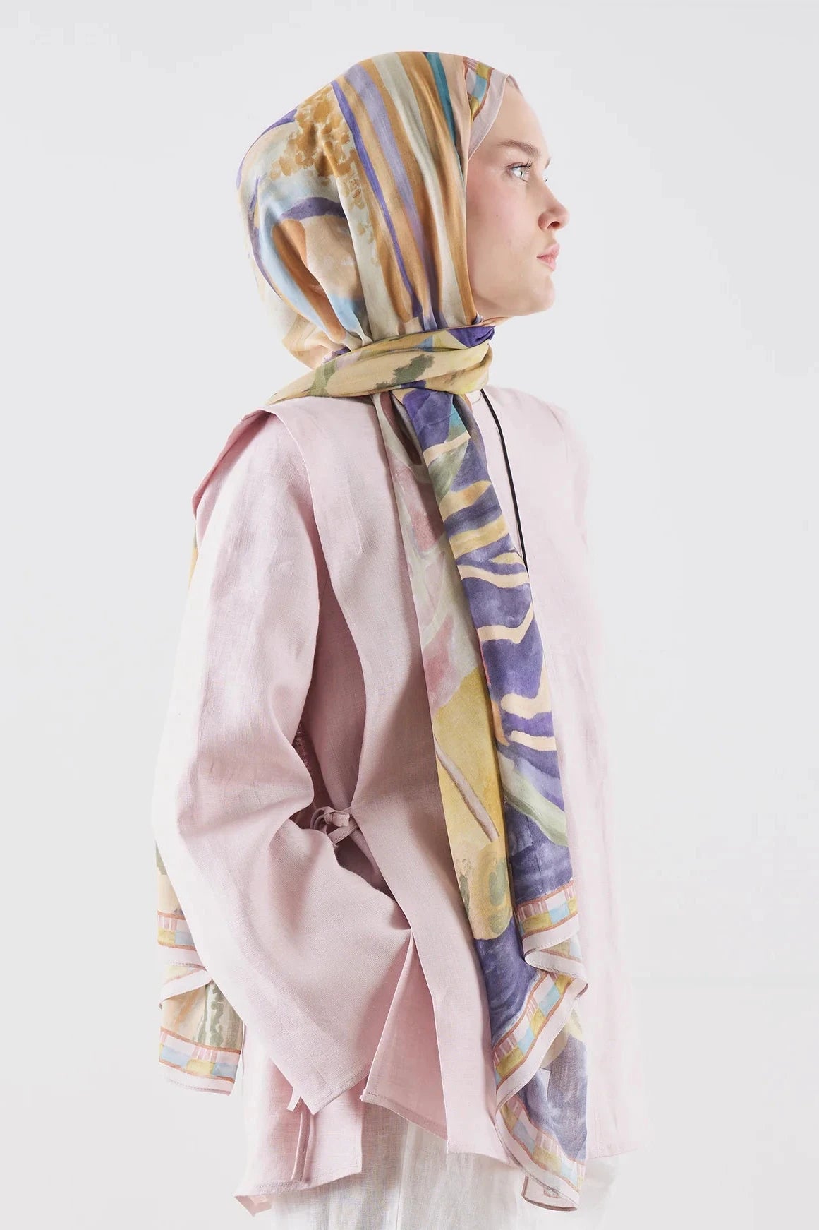 Floral Fiesta Ramie Viscose Shawl Violet